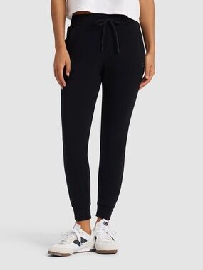 Cozy Earth Soft Brushed Bamboo Jogger Ankle Pants Pockets in Black Small